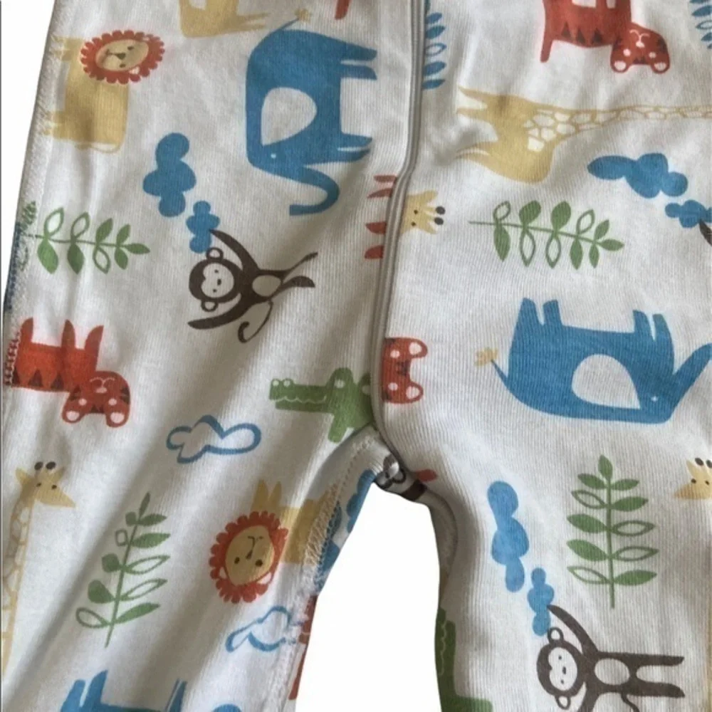 Hanna Andersson Zoo Animals Printed Organic Cotton‎ Zip Up Baby Pajamas